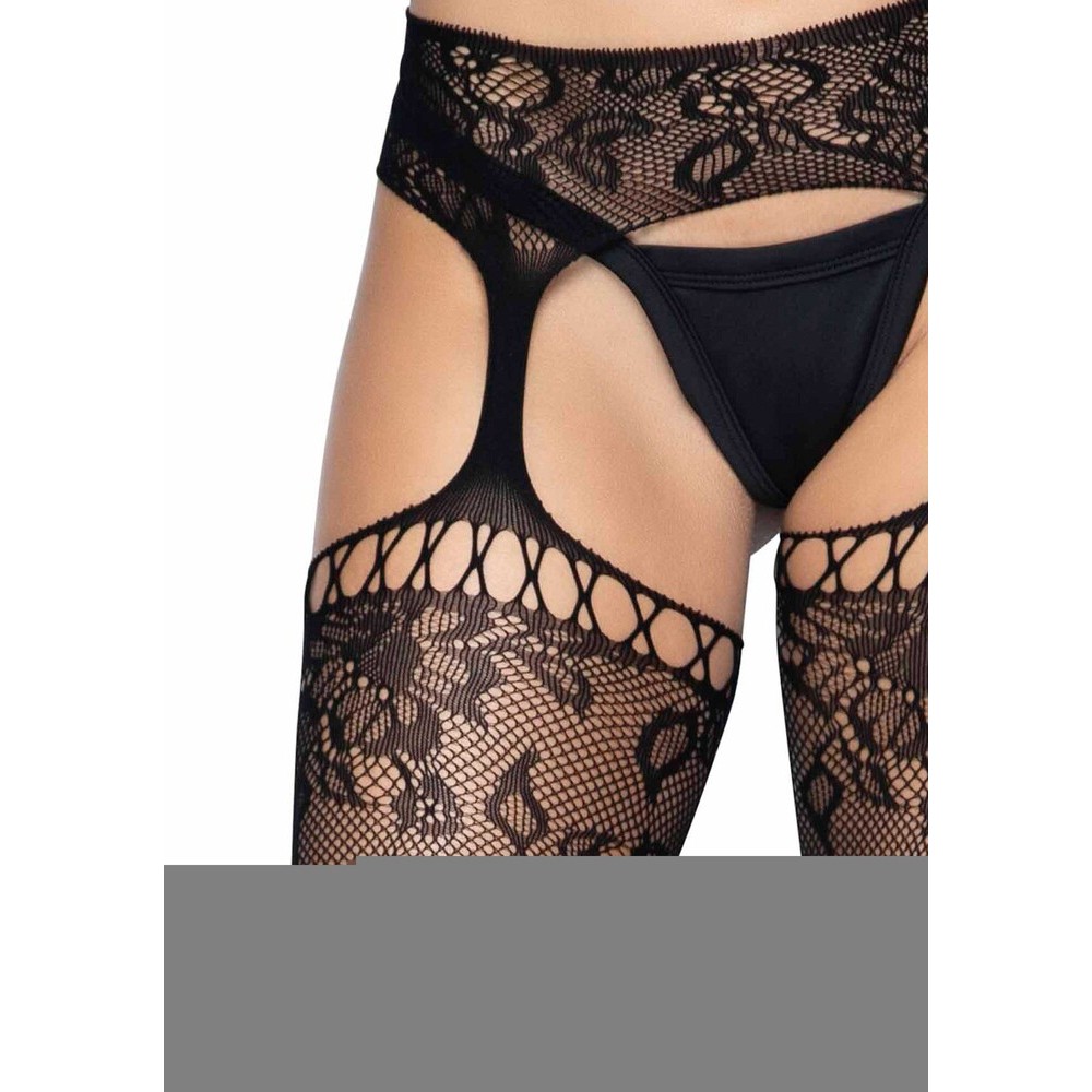 Calze Sexy Lace Garter Belt Stockings Nero - immagine 7
