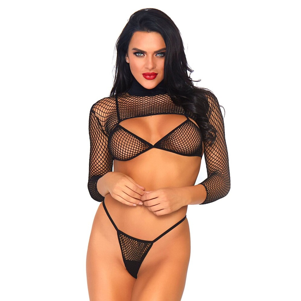 Completino Sexy Net Bikini Top Nero - immagine 3