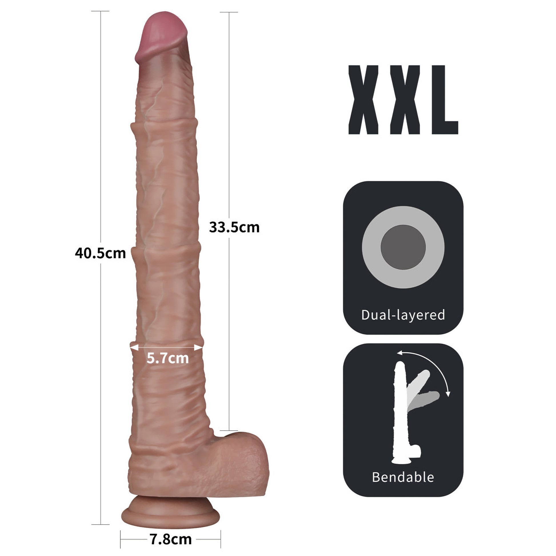 Dildo XXL Deep Impact 40,5 cm | Silicone con Ventosa e Anima Flessibile - immagine 13