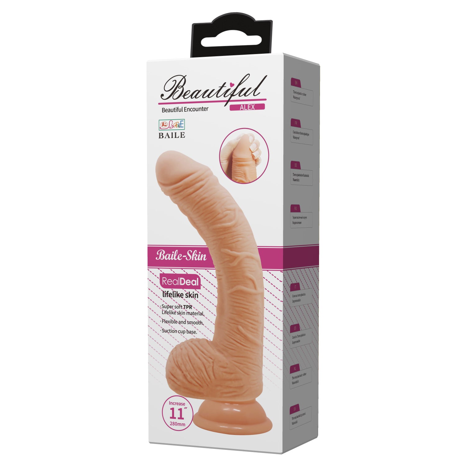 Dildo XXL Beautiful Alex 28 cm | Realistico TPR Soft Touch con Ventosa - immagine 9
