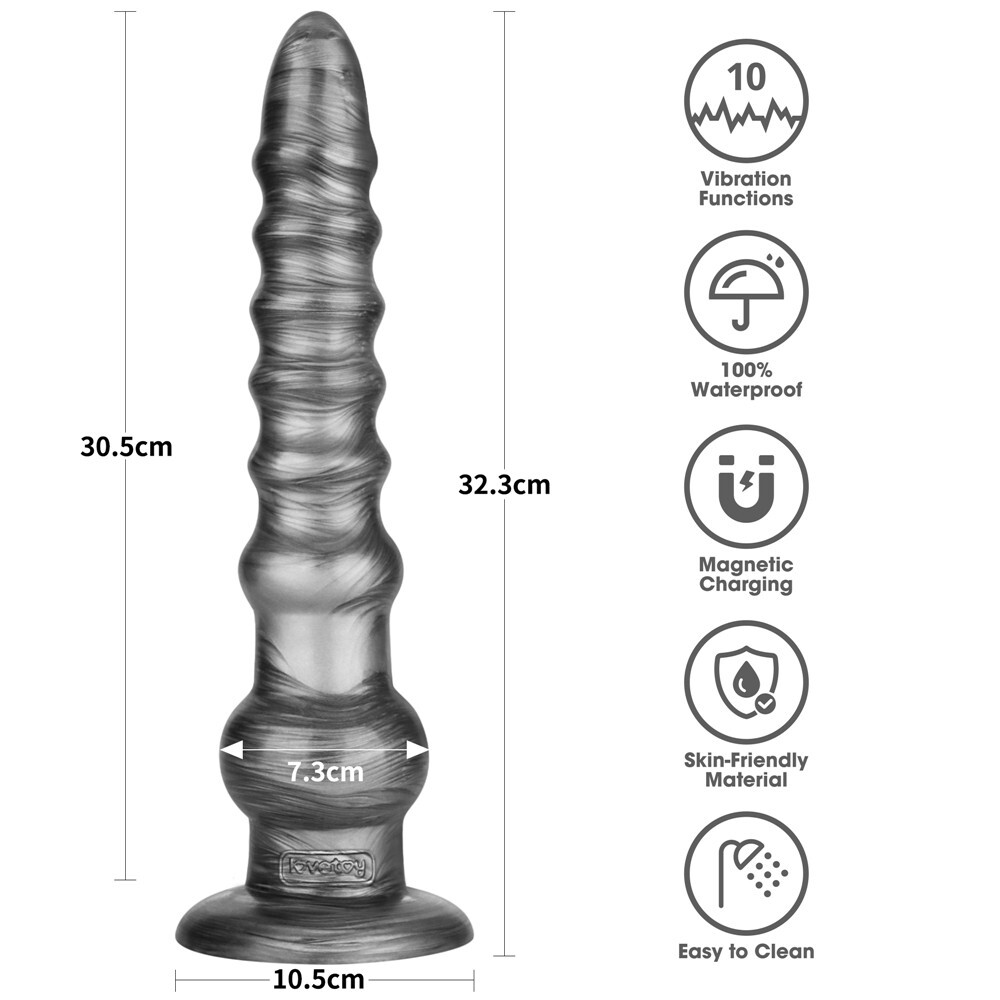 Lovetoy | Dildo XXL Vibratore potente Ricaricabile con Ventosa 32,3 cm - immagine 2