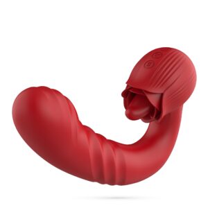 Dettaglio della linguetta mobile del vibratore Osiria B-Series rosso