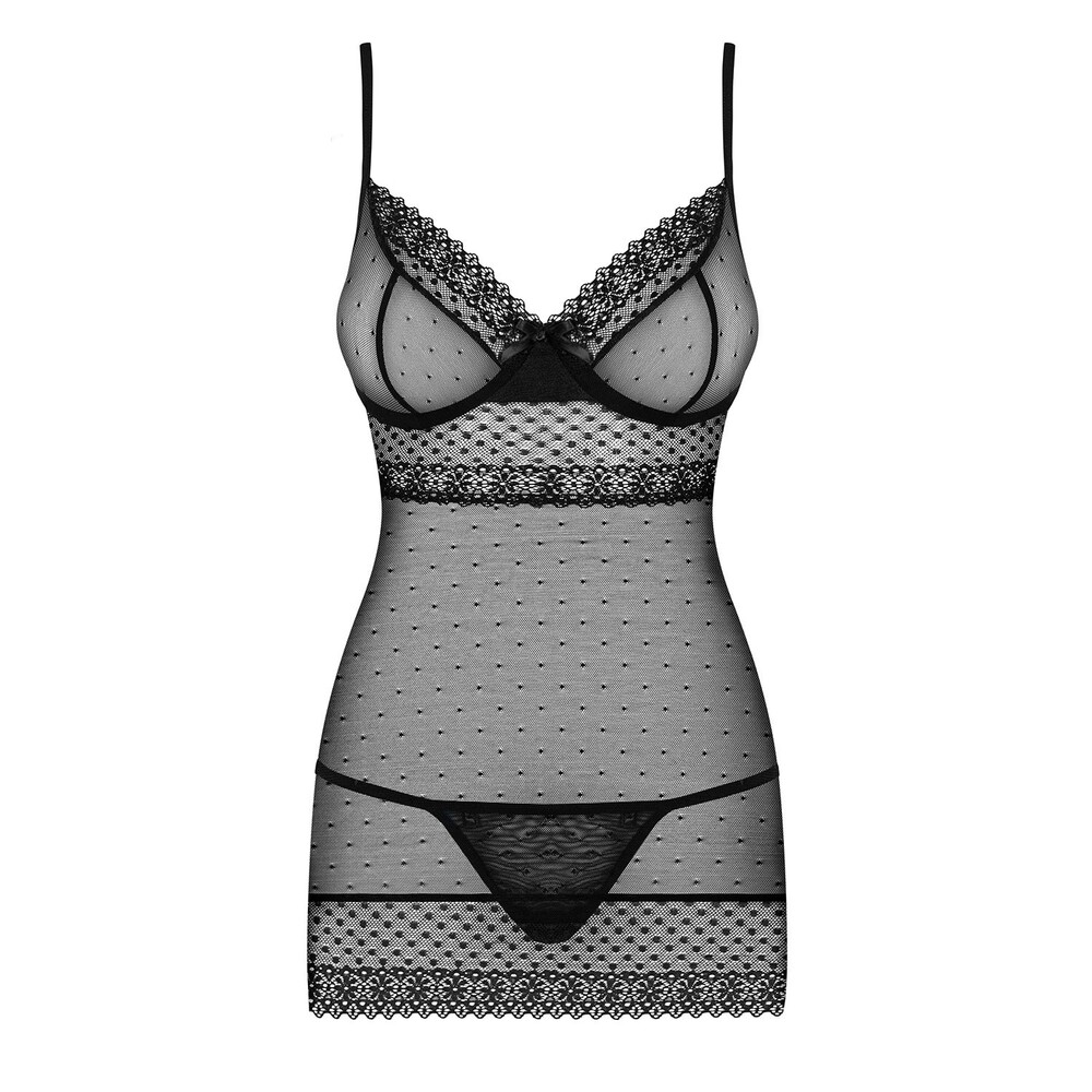 Baby Doll e Perizoma Sexy Elegance Nero - immagine 3