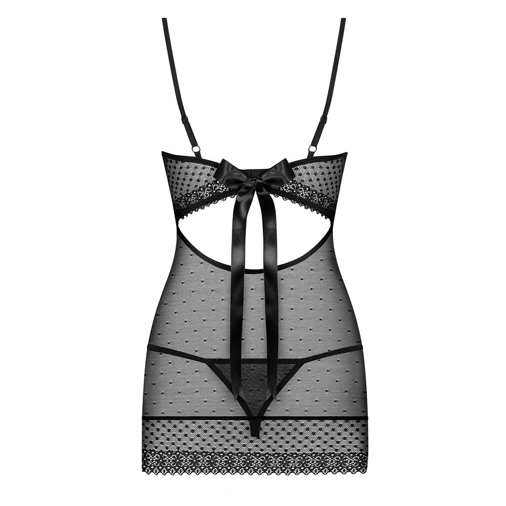 Baby Doll e Perizoma Sexy Elegance Nero - immagine 4