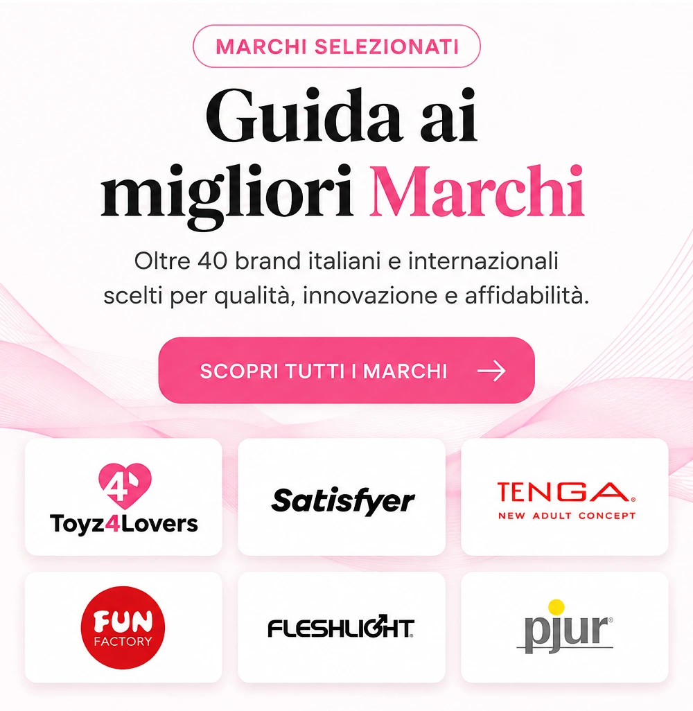 Hero mobile Marchi My Erotic Dream con oltre 40 brand italiani e internazionali di sex toys, lingerie e benessere intimo.