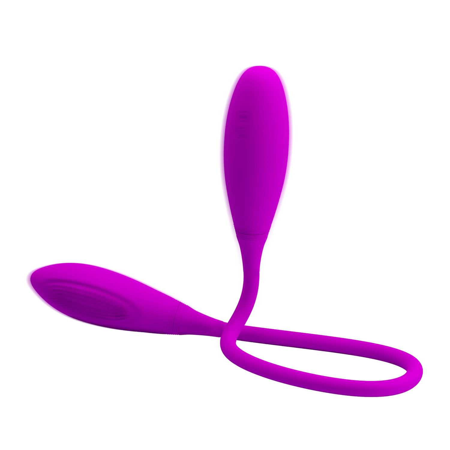 Vibratore doppia stimolazione Snaky Pretty Love viola con estremità liscia, estremità con rilievi e collegamento flessibile