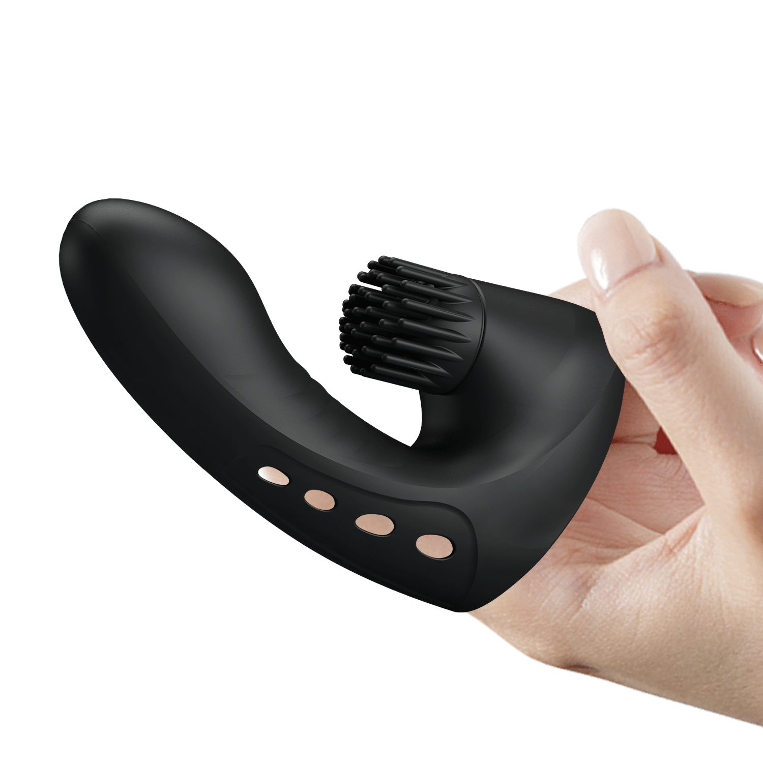 Vibratore da dito Norton Pretty Love nero con corpo curvo e testina stimolante a rilievi