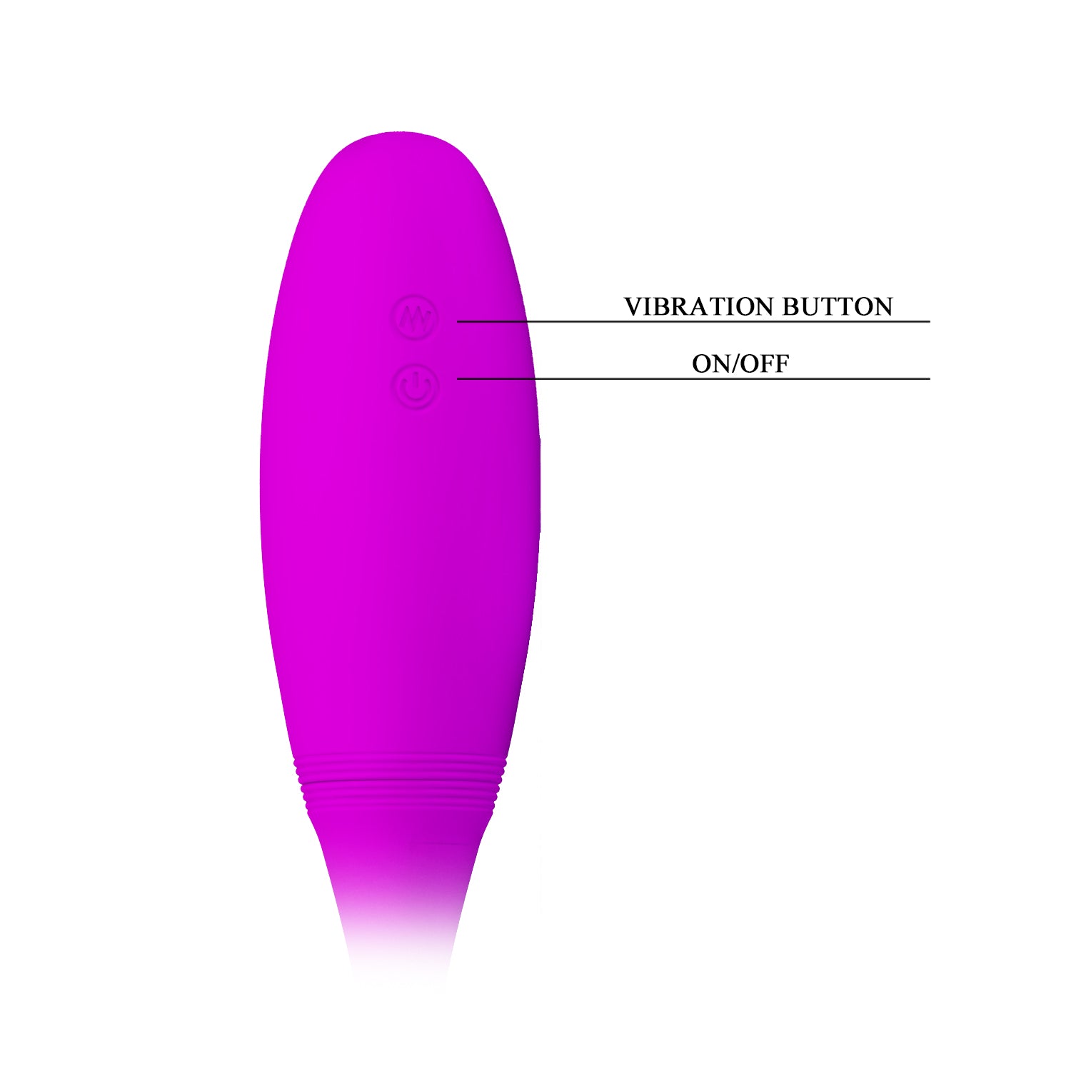 Dettaglio dei pulsanti integrati sul vibratore viola Snaky Egg Pretty Love