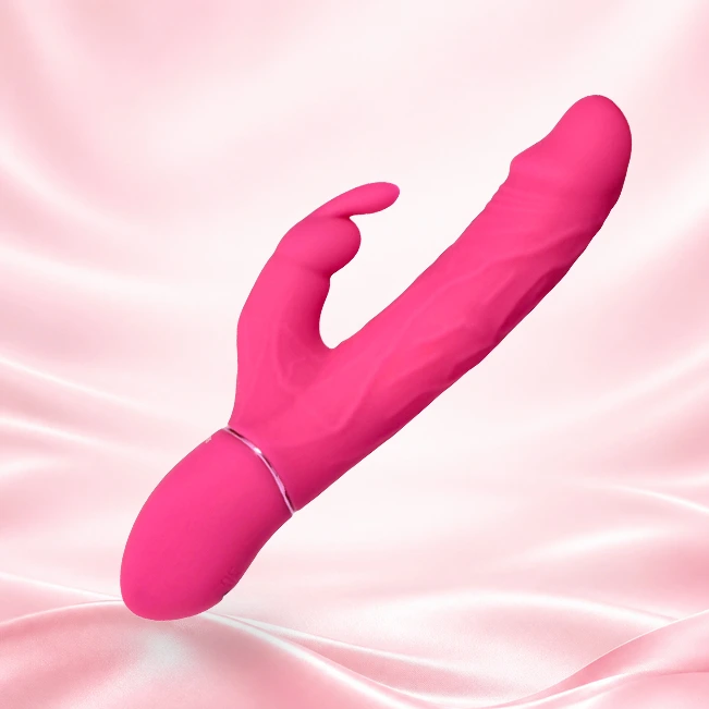 Vibratore Rabbit rosa su sfondo satinato