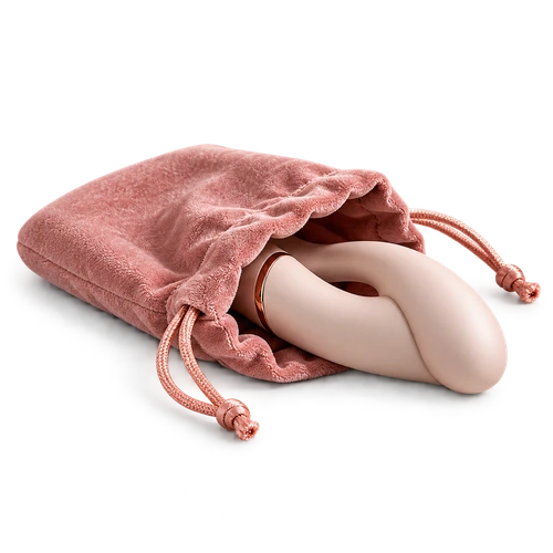 Sex toy riposto in una custodia rosa con chiusura a coulisse