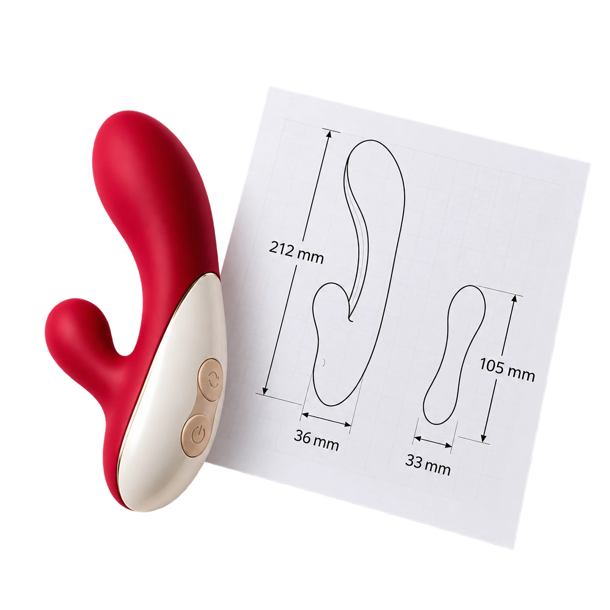Vibratore rabbit con schema delle dimensioni