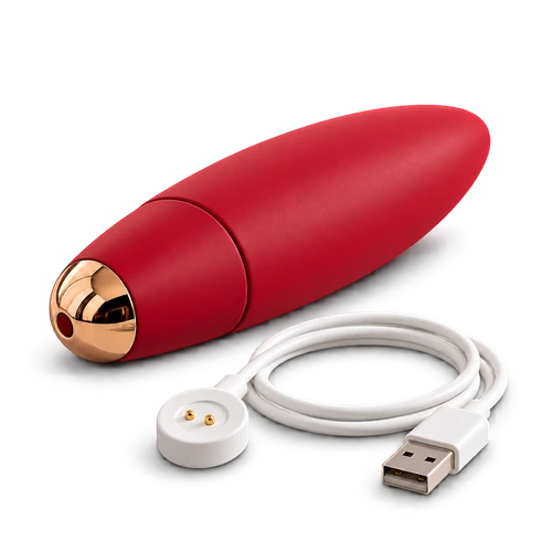 Vibratore rosso con cavo di ricarica magnetico USB